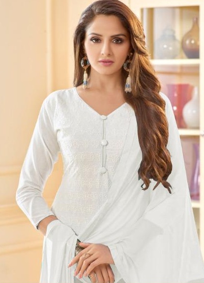 White cotton churidar best sale